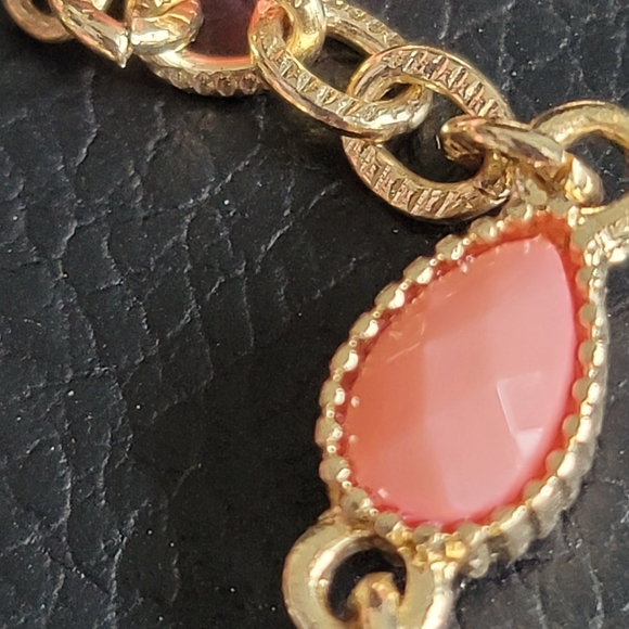 Fashion Pink Coral and Gold Color Necklace 35" - Picture 6 of 7